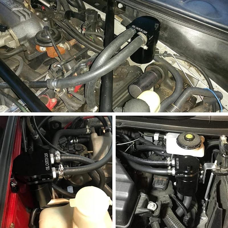 Oil Separator Reservoir Tanks Oil Catch Aluminum Can Kit Baffled with Air Filter Universally for Most Car