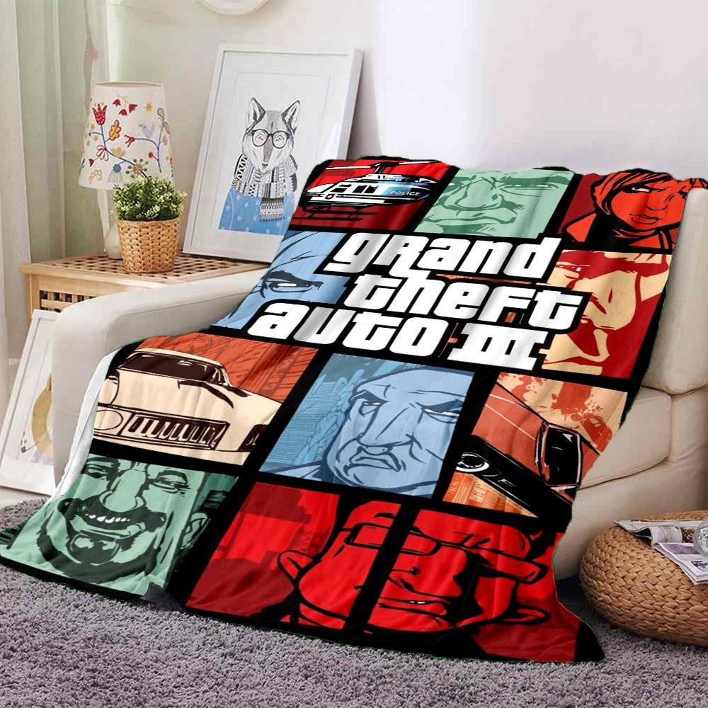 1 Stück Grand Theft Auto Weiche Flanelldecke mit Designer-Print Eine kuschelige Decke für alle Jahreszeiten, perfekt für das Sofa, Bett, Büro