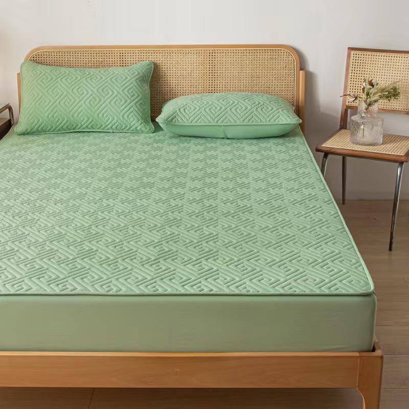 Vattentätt Kviltat Madrasskydd Rå Bomull Antibakteriellt Madrasskydd Skyddsöverdrag Anpassat Sängöverkast Ingår Ej Örngott