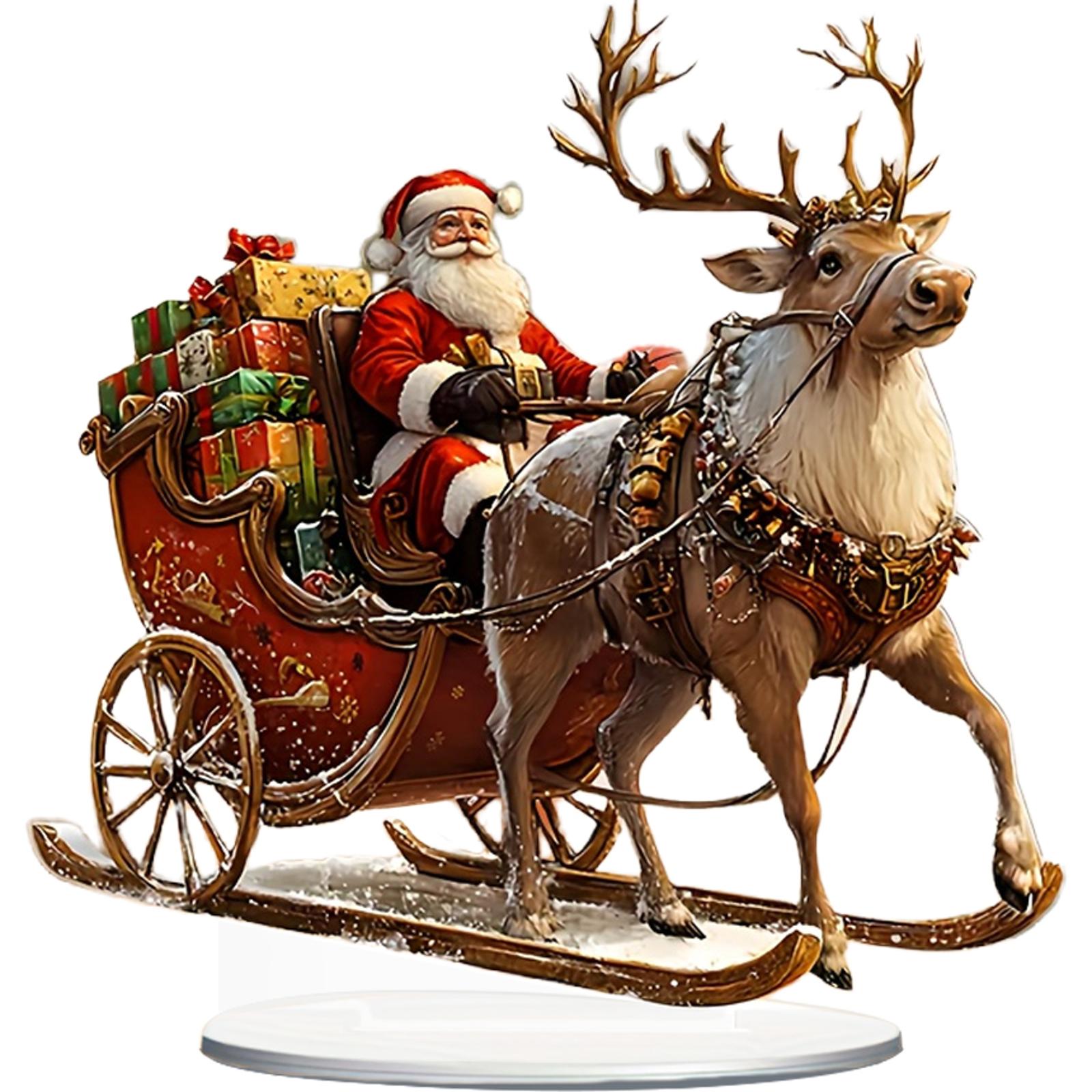 

Double Sided Christmas Tabletop Art Piece Santa Claus Elk Sled Acrylic Ornaments Gift Carriage Home Decorations Party Supplies China Mainland