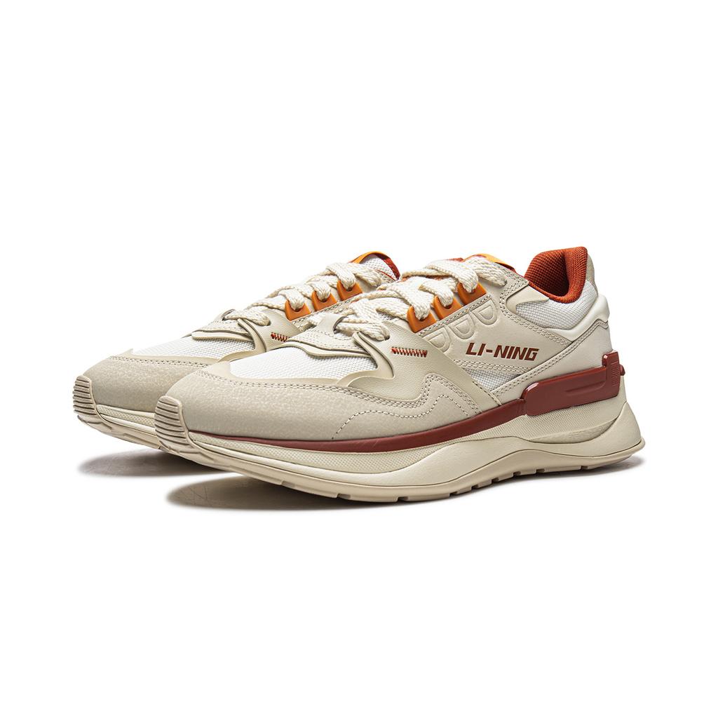 Li Ning 001 Original Aspiration V2 Slip Resistant, Abrasion Resistant, Rebound Low Top Casual Shoes Men's Ecru AGLW015-2