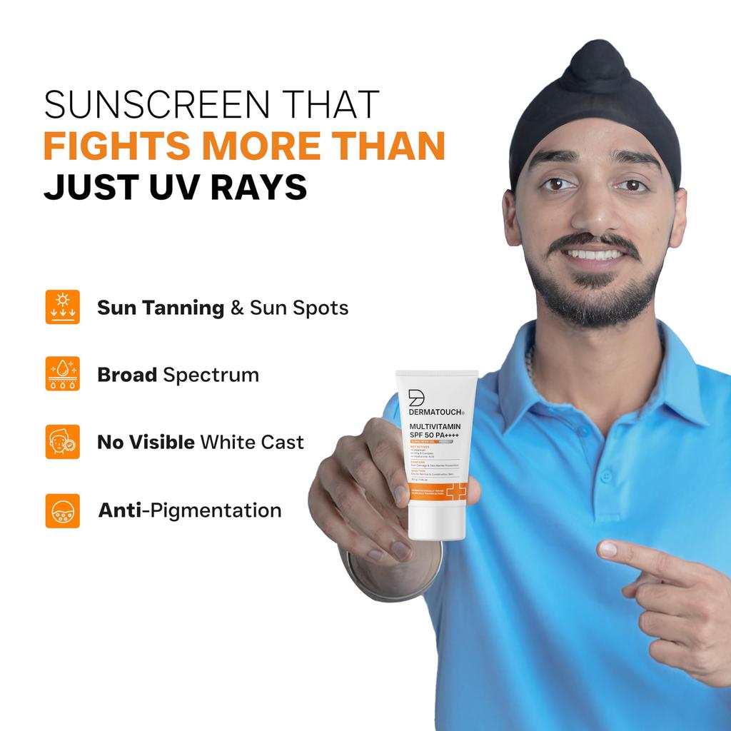 DERMATOUCH Multivitamin SPF 50 PA+++ Sunscreen Gel | UVA-UVB Protection | Zero White Cast | Unisex | 30g