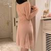 Smooth satin underwear passion hot backless deep V plus chest pad nightdress mesh robe women's suit