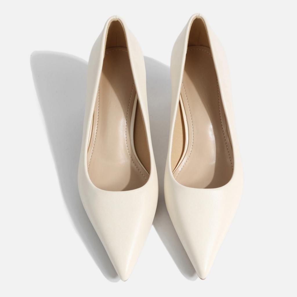 Módní Jednoduché Boty na Vysokém Podpatku, Temperamentní Jednoduché Boty s Ostrou Špičkou na Silném Podpatku, Profesionální Pracovní Boty s Mělkým Výstřihem