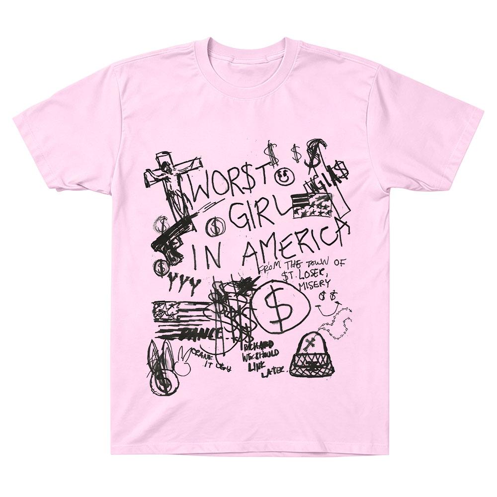 Sharpie Tee Slayyyter Crank 2 T Shirt Cotton Hand Drawn Graffiti Print Short Sleeve Unisex Hyperpop Music Fan Casual Streetwear