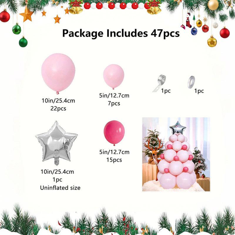 Christmas Festival Balloon Pillar: Red & Green Balloon Set for Mall Decoration and Holiday Atmosphere.