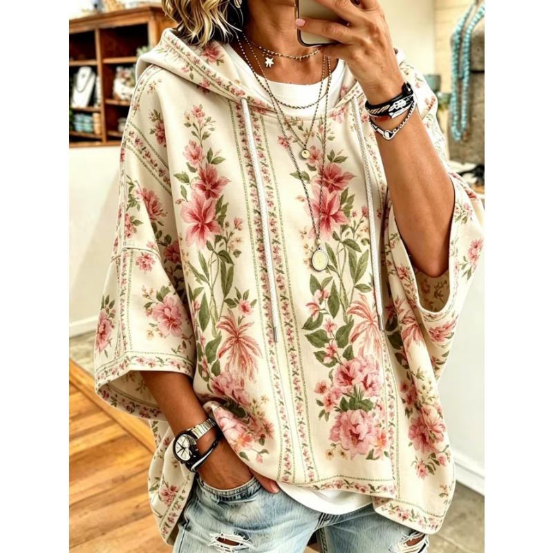 Women's Plus-Size Hooded Sweatshirt, Elegant Comfortable Simple Pattern Print,Fashionable and Versatile