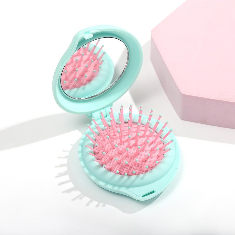Teardrop Cream Glue Folding Mirror & Portable Airbag Massage Hair Comb