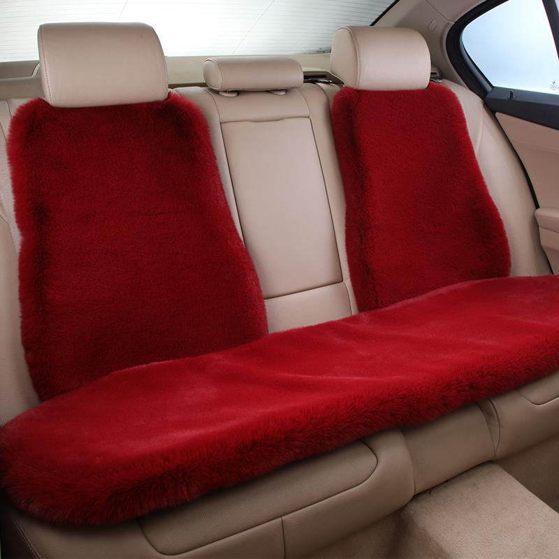 Universal Winter Car Seat Cushion Headrest Faux Fur Sheepskin Front Rear Thickened Plush Car Seat Cover Warm Fluffy Auto Cushion