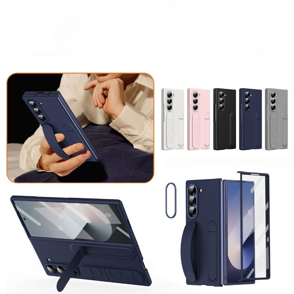 Fold6 Wristband WIth Kickstand Glass Film Phone Case for Samsung Galaxy Z Fold 6 Fold6 5G Holder  Hard Shell Shockproof Cover