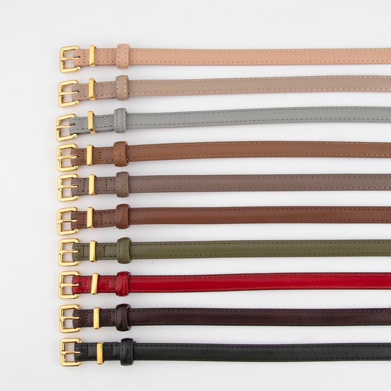 Simple Korean Style Genuine Leather Women's Belt Versatile Ins Style Alloy Jeans Decorative Women's Slender Belt