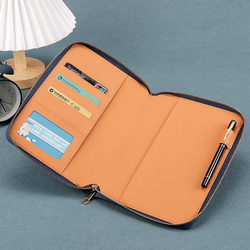 Zippered Binder Notebook - Creative Simple Business Design, Faux Leather Meeting Minutes Book, Available in A5, B5, A6 Sizes.