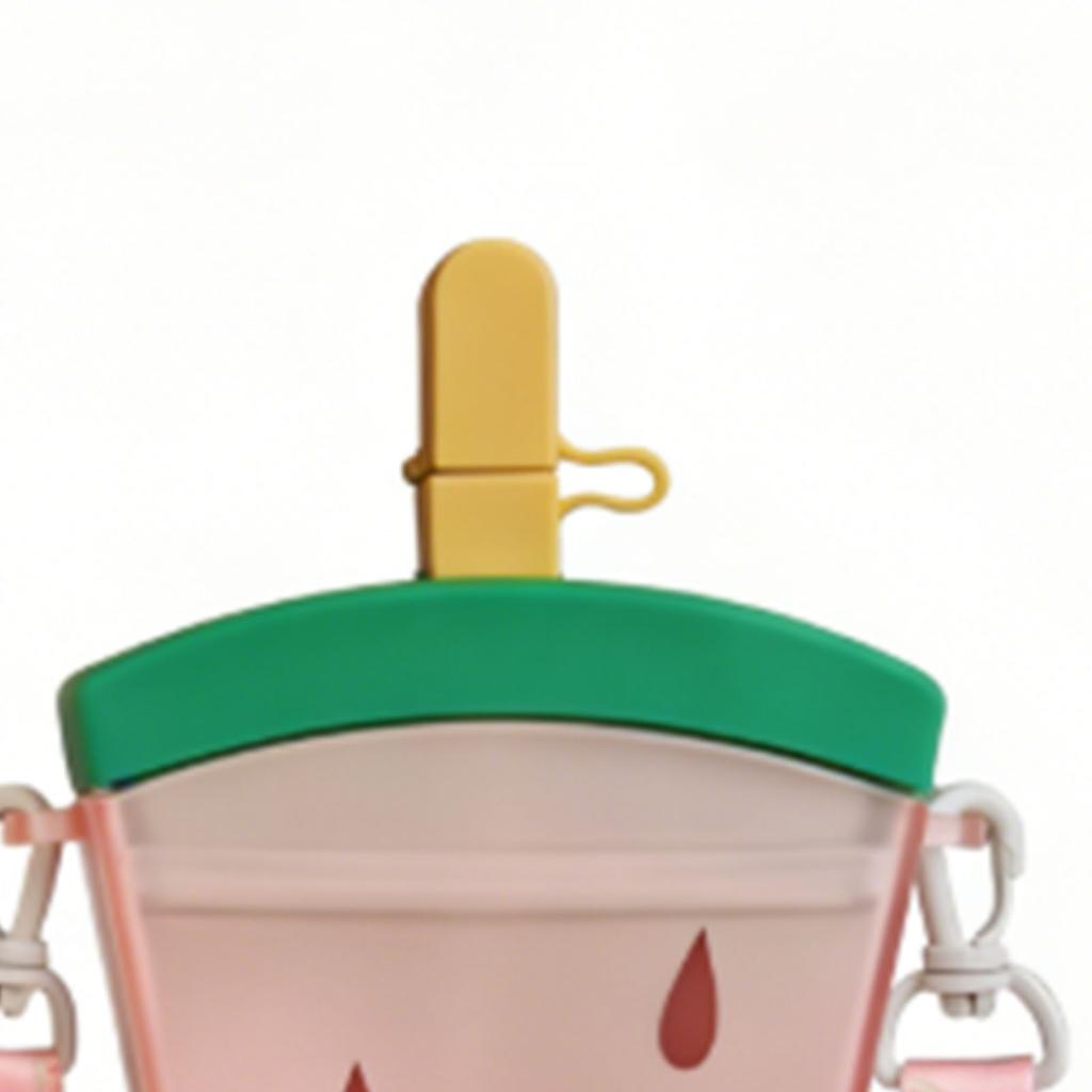 Botella de Agua para Niños con Pajita Correa Ajustable PC Antifugas Reutilizable Taza para Niños Pequeños para Escuela Deporte Viaje Sandía Rosa