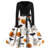 Women's Casual Fashion Halloween Printed V-Neck Vintage Dress
