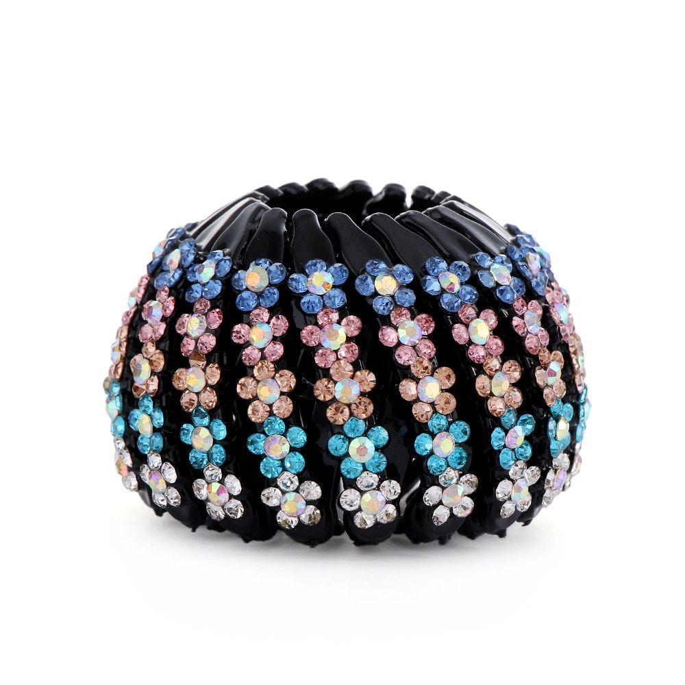 Hair Headwear Rhinestone Hair Fold Wrap Crystal Hair Bun Maker Bird Nest Hair Claw Ponytail Clamps