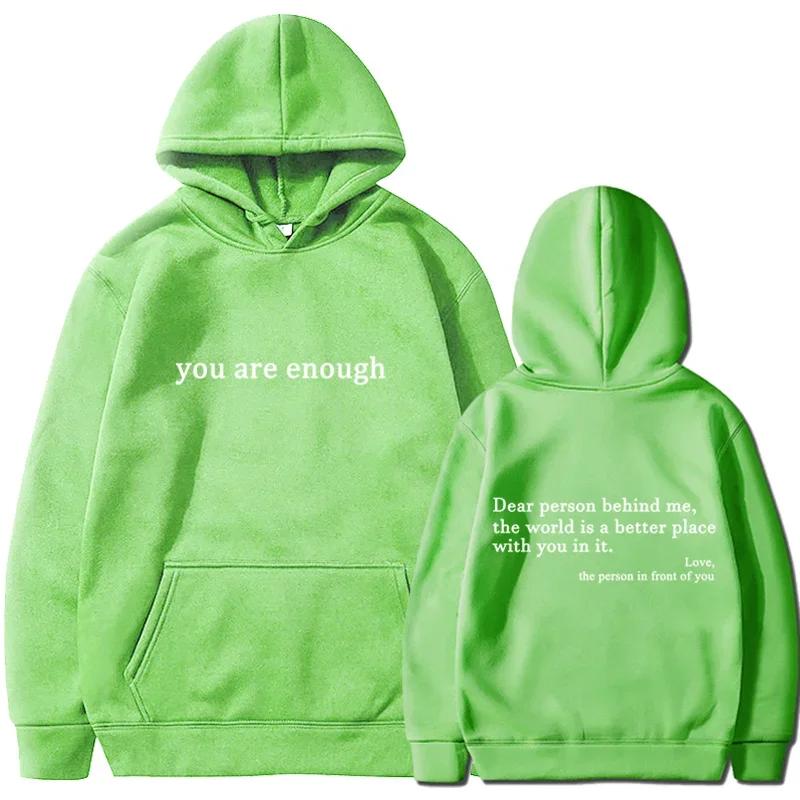 2025 Trendy You Are Enough Printed Hoodie Men's and Women's Pullover Retro Hoodie Street Hip Hop Unisex Hoodie Top