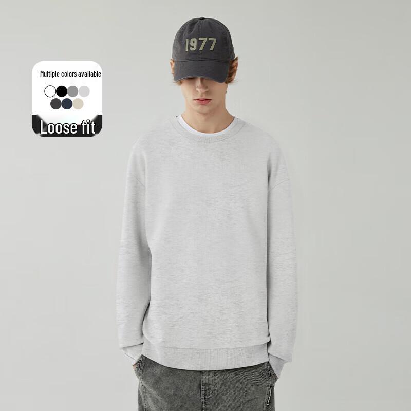 VUUG Men's Solid Color Round Neck Long Sleeve Sweatshirt