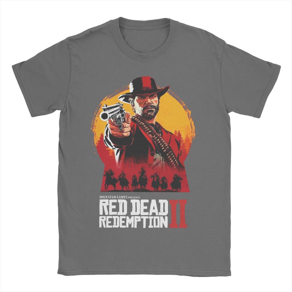 Cool Red Dead Redemption 2 Trička Pánská Kulatý Výstřih Bavlněná Trička Hip Hop Krátký Rukáv Trička Nápad na Dárek Oblečení