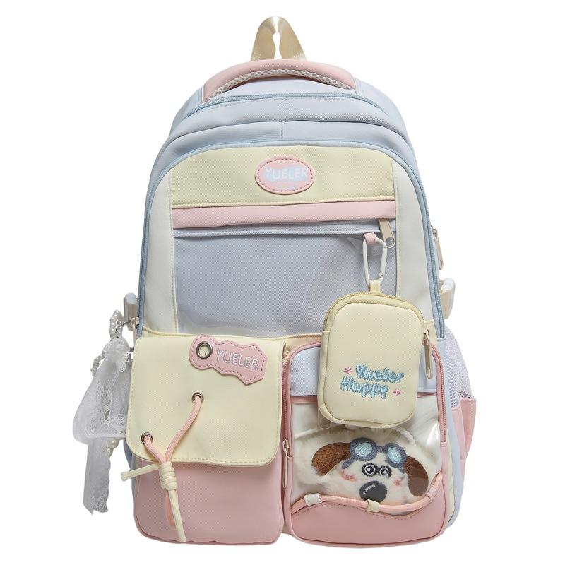 College Style Contrasting Colors Junior High School Students Capacity Schoolbag Female High School Students Small Fresh Backpack Cute Girl Backpack