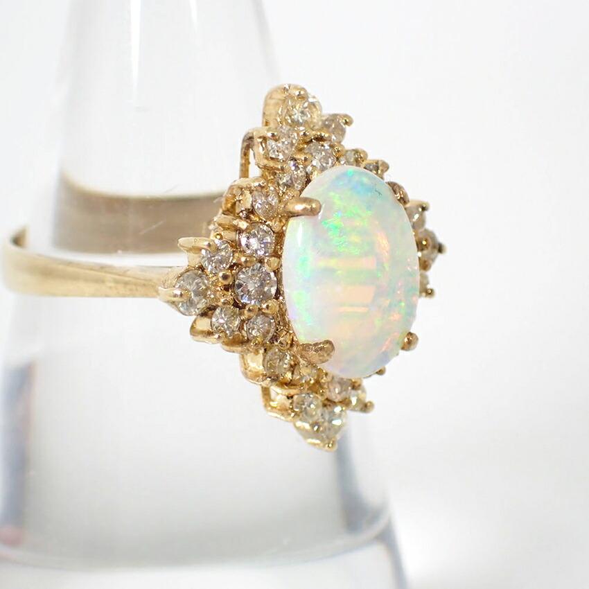 [Used] K14 Opal Diamond Ring / Size 14 / j55-50