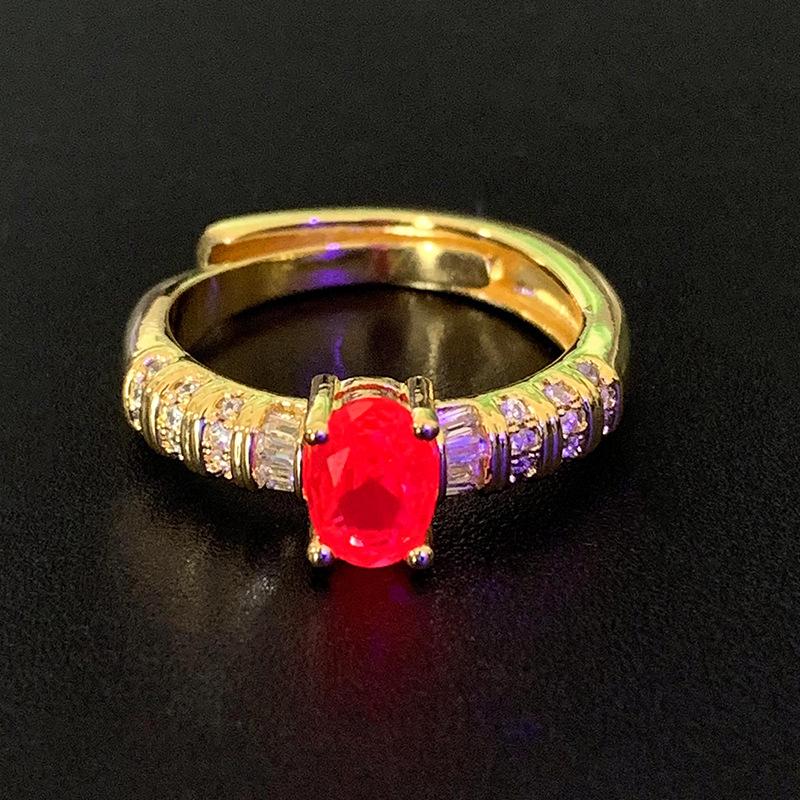 Stylish Red Corundum Encrusted Zircon Shape for Women's High Quality Shiny AAA Necklace Ring Anniversary Set