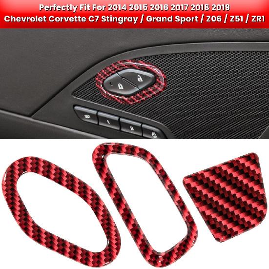 Carbon Fiber Door Lock Switch Button Glove Box Handle Switch Cover Trim for Chevrolet Corvette C7 Z06 Z51 ZR1 Stingray Grand Sport 2014 2015 2016