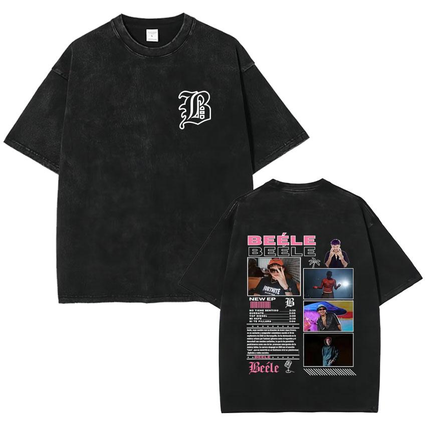 Rapper Beele Harajuku Album Vintage Washed Fashion TShirt Mens Oversized Tee Shirt Cozy Crewneck Short Sleeve T Shirt Fans Gift