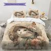 Set Copripiumino Trapuntato con Fantasia Gatto con Cappello Vintage Decorazione per la Casa Regalo (1 * copripiumino + 2 * federa, senza nucleo)