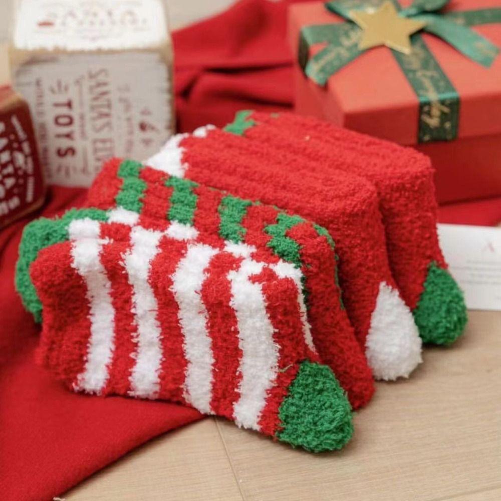 Warm Christmas Velvet Socks Winter Carpet Socks Xmas Gifts Fluffy Floor Socks  Women