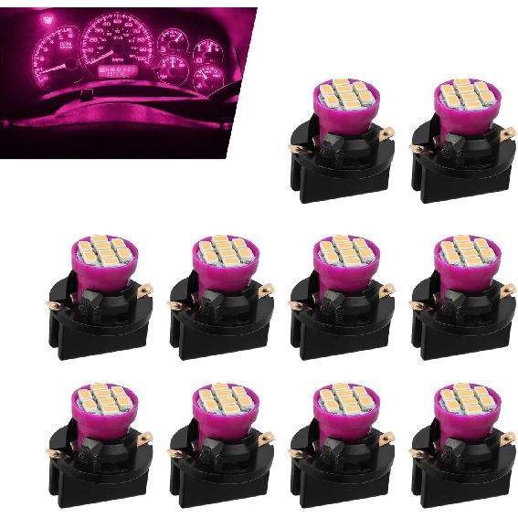10 PCS T10 194 168 3020 SMD LED Dashboard Instrument Bulbs, Extremely Bright Panel 12V Gauge Cluster Dash Light with Twist Lock Socket, Universal for