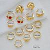 7/14Pcs Punk Colorful Crystal Gold Color Ring Set For Women Fashion Irregular Gemstone Rings Chunky Party Daily Wear Jewelry New