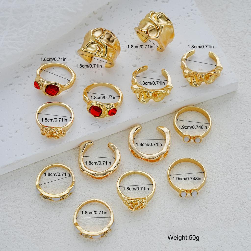 7/14Pcs Punk Colorful Crystal Gold Color Ring Set For Women Fashion Irregular Gemstone Rings Chunky Party Daily Wear Jewelry New