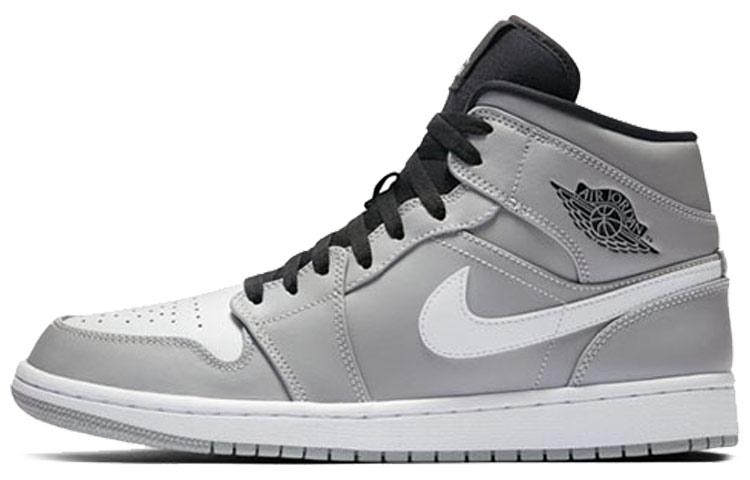 Jordan 1 Mid Wolf Grey Schwarz Weiß 554724-046 44