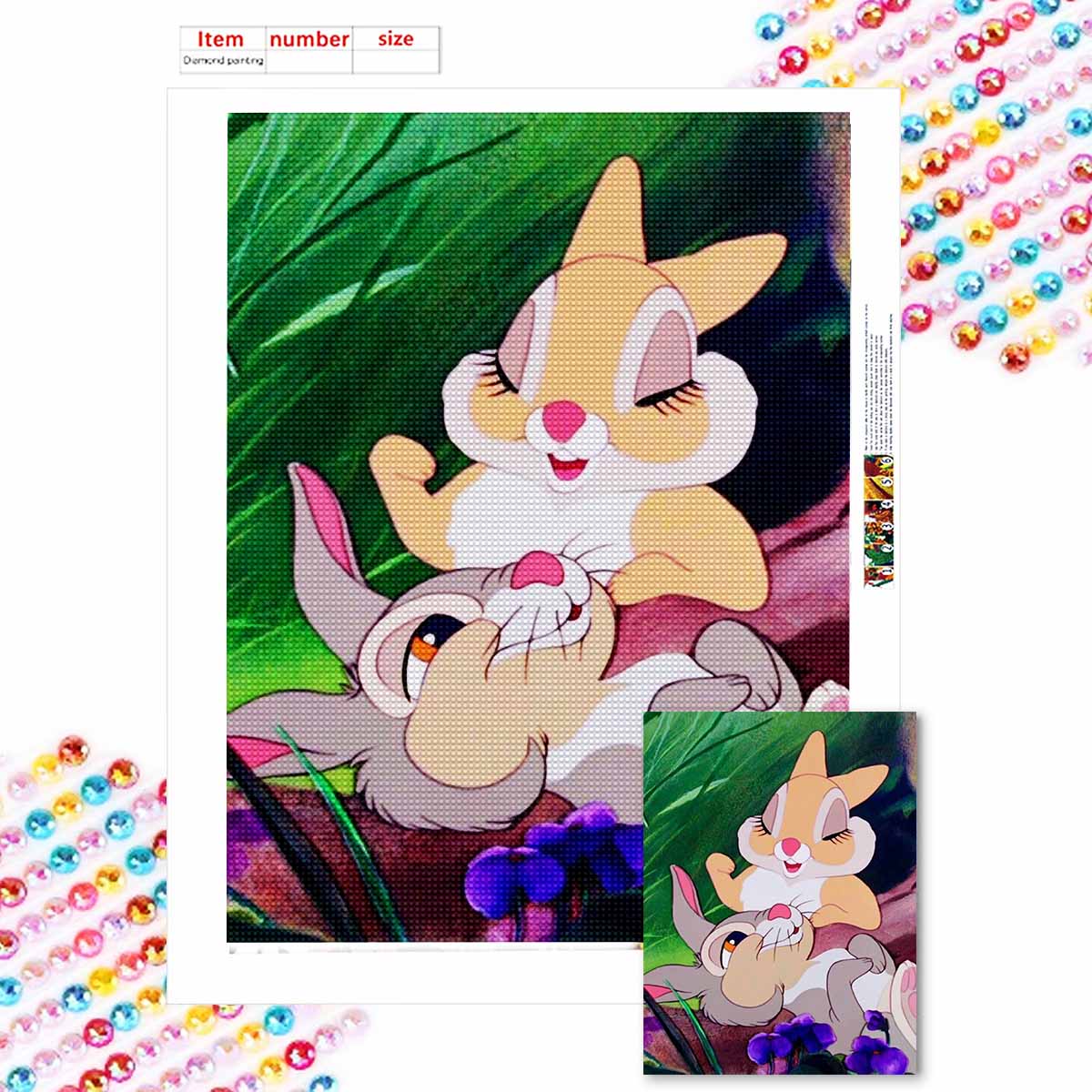 

Алмазная живопись своими руками Два милых кролика Набор для вышивания крестом Мозаичное искусство Алмазная живопись Полный круглый алмаз Украшение для дома Round 20x30cm