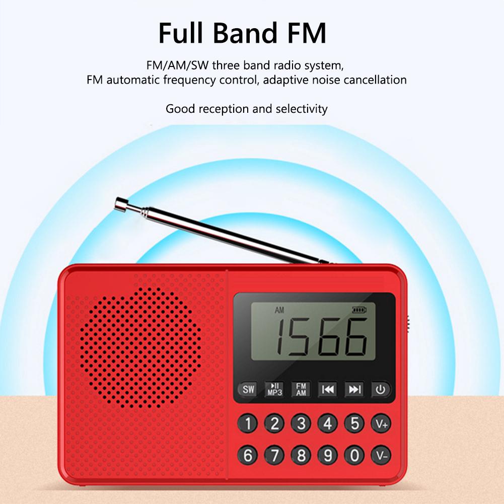 Dual Antenna Full Band Elder Radio FM/AM/SW Handheld MP3 Player LED Digital Display 2.1 Channel Support USB Stick/TF Card