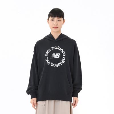 Sport French Terry Oversized Graphic Hoodie Parka BK [New Balance] Women's (Fleece Fleece) (WT43507) (Black)