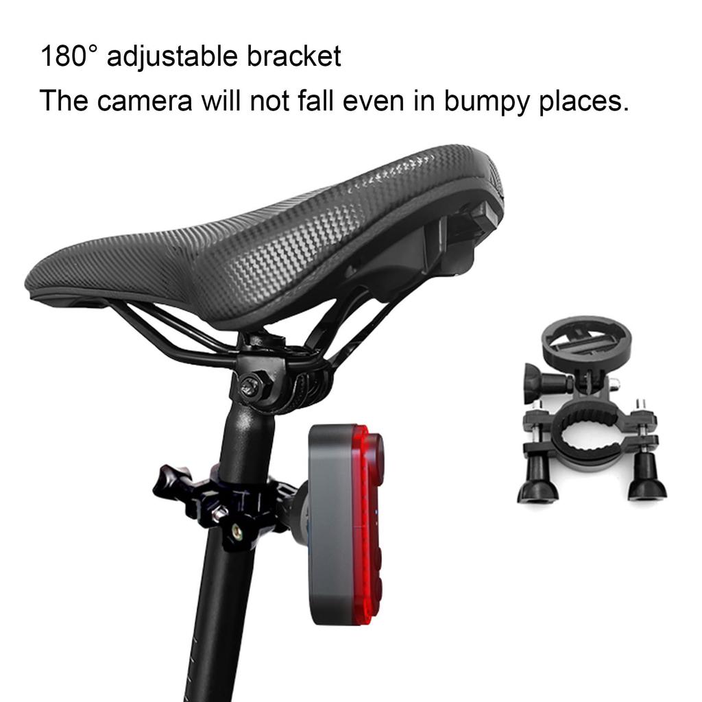 Bike Clear View Camera, 180° Adjustable Mount, Loop Recording Bike Camera with Tail Light