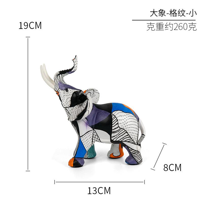 New Creative Resin Crafts Graffiti Colorful Elephant Ornaments Home Decor Living Room Foyer Desktop Ornaments Decorative Gifts