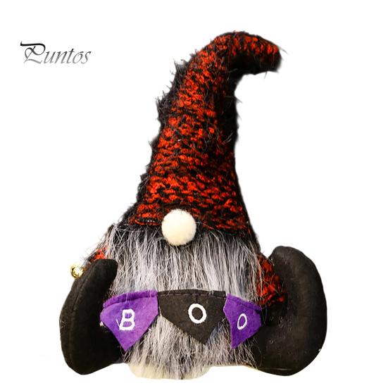 Striped Knitted Gnomes Halloween Plush Gnome Decoration, Spooky Boo Swedish Tomte Elf Figurine, Faceless Scandinavian Dwarf Ornament for Home