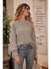 Solid Colour Long Sleeved Crew Neck Jumper Autumn Winter Fashion Commuter Bell Sleeve Knit Top Luxurious Relaxed-fit Slimming and Versatile Top