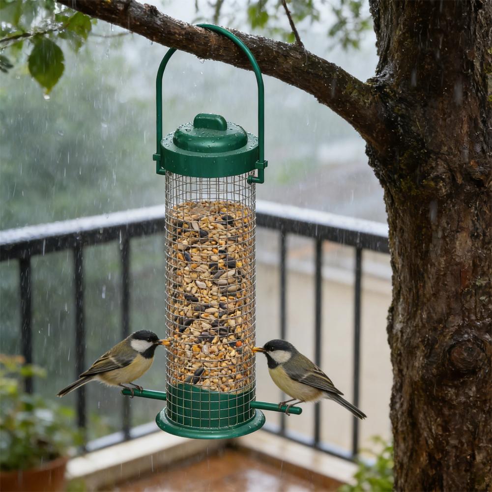Bird Feeder Suspended From Dark Green Wrought Iron Feeder Pet Bird Bird Feeding Feeder Steel Supplies Stainless Mesh Hummin C4S3