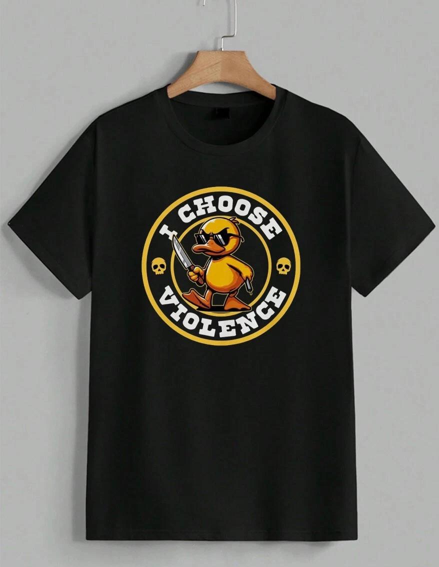 Funny Duck I Choose Violence T-Shirt Knife Meme Graphic Tee Sarcastic Unisex XXXXL