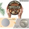 2D Flat, 1 pc Vintage Coffee & Tea Aluminum Sign - Good Mood Decorative Round Metal Plaque, Ideal for Coffee Enthusiasts, Retro Home & Outdoor Decor