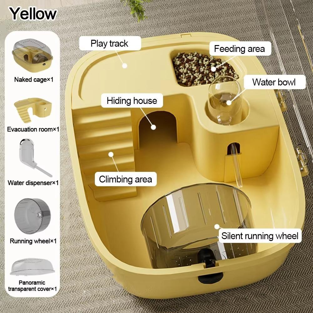 

Дышащая клетка для хомяка Большое пространство Переноска для мелких животных Бокс для транспортировки питомца Использование на улице жёлтый