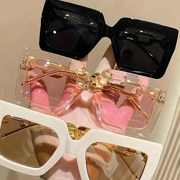Chain Uv-Proof Sunglasses, Fashionable Square Women'S High-End Sunglasses