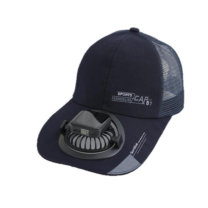 Summer Solar Charging Fan Hat Outdoor Shading Sun Protection Half Net Extended Brim Men's and Women's Alphabet Baseball Cap
