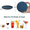Silicone Drink Coasters with Metal Holder, 6-piece Drink Coasters - Absorb Moisture and Prevent Table Damage, Black Silicone Coasters