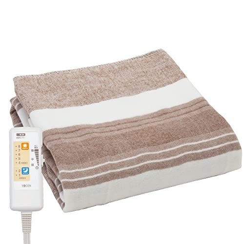 KODEN Electric Blanket, 130 x 80 cm, Brown, Washable, Antibacterial and Odor Resistant, Good Night/Good Morning Timer, Room Temperature Sensor, 12-Hou