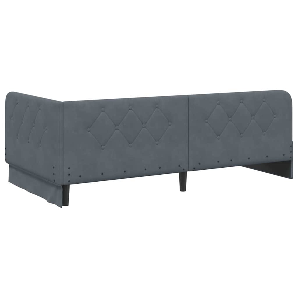 Dark Grey L Shaped Corner Bed Frame 90 X 200 Cm Velvet