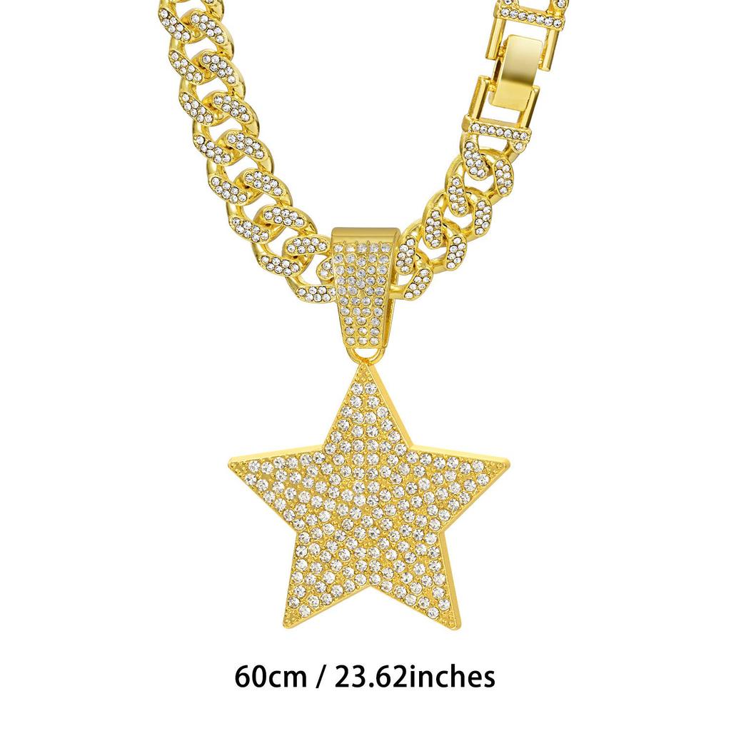 Vielseitiger Strassstern Cuban Chain Halskettenanhänger - Hip Hop Mode Herren Accessoire